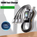 Lâmpada piloto transparente 3 em 1 100 W, cabo de carregamento super rápido universal com micro USB tipo C para iPhone, Samsung, Huawei, Xiaomi 6A