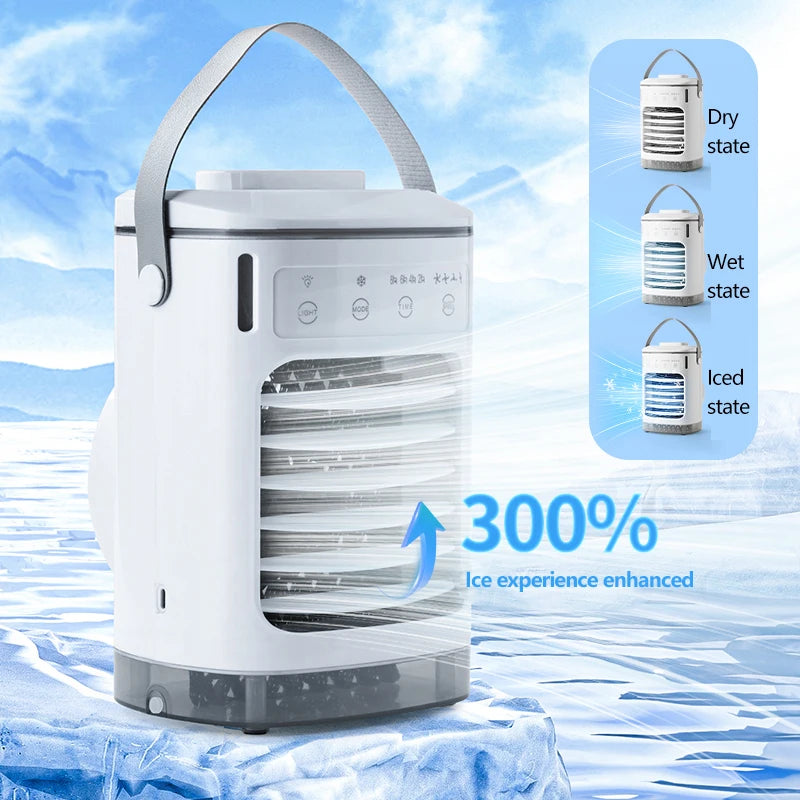 Ventilador umidificador portátil Mini ventilador de resfriamento de ar USB Ventilador de condicionador elétrico com luz noturna LED para umidificador de resfriamento de ar doméstico
