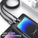 Lâmpada piloto transparente 3 em 1 100 W, cabo de carregamento super rápido universal com micro USB tipo C para iPhone, Samsung, Huawei, Xiaomi 6A