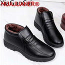 Sapatos masculinos casuais de couro, impermeáveis, de flanela, cano alto, sem cadarço, calçados casuais masculinos, de borracha, quentes, para inverno, para homens