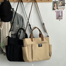 Bolsa tote portátil urbana minimalista, grande capacidade, para estudantes, de lona horizontal, com um ombro, diagonal e transversal