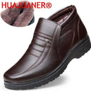 Sapatos masculinos casuais de couro, impermeáveis, de flanela, cano alto, sem cadarço, calçados casuais masculinos, de borracha, quentes, para inverno, para homens