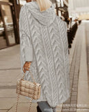 Cardigã Feminino Lazy 2025 Outono/Inverno Última Coleção Fuzzy Texturizado com Capô, Casaco Longo, Jaqueta de Manga Longa, Cor Sólida, Frente Aberta