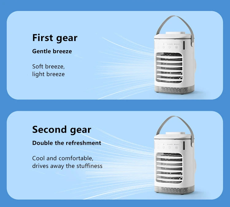Ventilador umidificador portátil Mini ventilador de resfriamento de ar USB Ventilador de condicionador elétrico com luz noturna LED para umidificador de resfriamento de ar doméstico