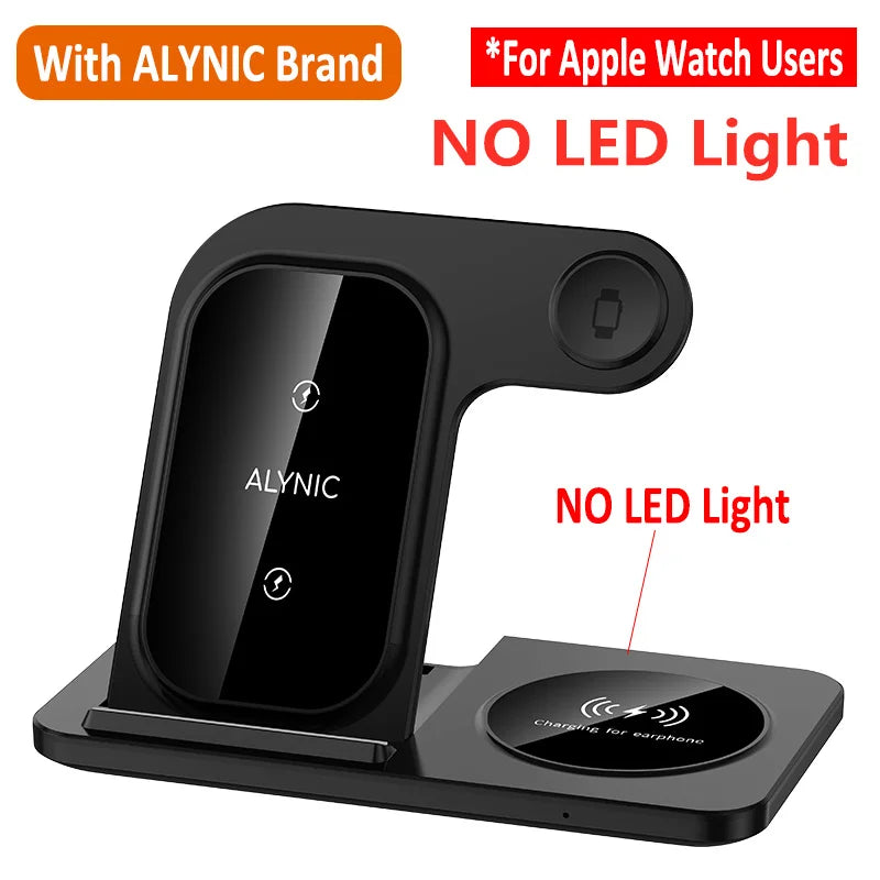 Suporte para carregador sem fio 3 em 1 para iPhone 15, 14, 13, 12, Samsung S23, S22, Galaxy Watch 5 e 4, estação de carregamento rápido para fones de ouvido ativos