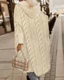 Cardigã Feminino Lazy 2025 Outono/Inverno Última Coleção Fuzzy Texturizado com Capô, Casaco Longo, Jaqueta de Manga Longa, Cor Sólida, Frente Aberta