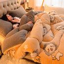 Coberta de pelúcia inverno veludo cordeiro, coberta quente casal, coberta de algodão engrossado cama de dormitório individual, coberta de lã de cordeiro dupla face quente